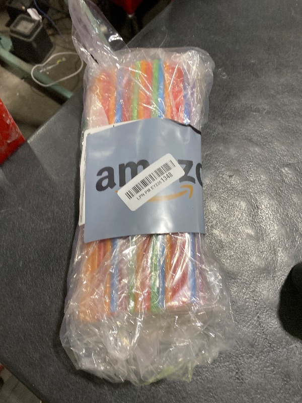Photo 1 of [100 Pack] 10.24" High Extra Long Flexible Plastic Straws, Disposable Drinking Straws, Colorful Bendy Straws - Assorted Colors