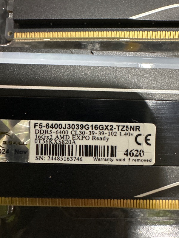 Photo 1 of G.SKILL Trident Z5 Neo RGB Series DDR5 RAM (AMD Expo) 32GB (2x16GB) 6400MT/s CL30-39-39-102 1.40V Desktop Computer Memory U-DIMM - Matte Black (F5-6400J3039G16GX2-TZ5NR)