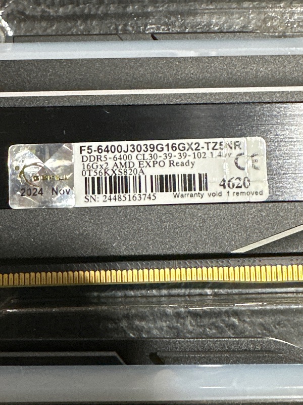 Photo 1 of G.SKILL Trident Z5 Neo RGB Series DDR5 RAM (AMD Expo) 32GB (2x16GB) 6400MT/s CL30-39-39-102 1.40V Desktop Computer Memory U-DIMM - Matte Black (F5-6400J3039G16GX2-TZ5NR)