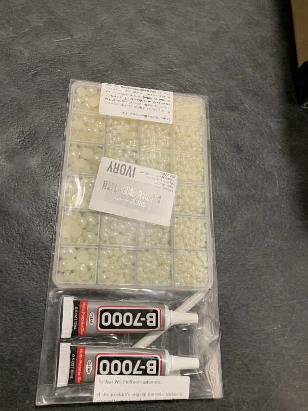 Photo 1 of 10000Pcs Ivory Flatback Pearls with Glue Kit for Bedazzling Crafts Crafting Shoes Nail Art Decoration, Mixed Sizes 2mm 3mm 4mm 5mm 6mm 8mm 10mm Beige Half Round Flat Back Pearls Beads Set