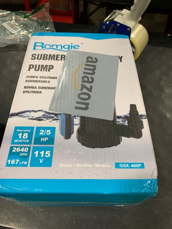 Photo 1 of BOMGIE 2/5HP Sump Pump 2640GPH Submersible Water Pump with Float Switch, Utility Pumps for Pool Draining, Basement Flooding, Garden Pond Low Water Level with 20ft Power Cord