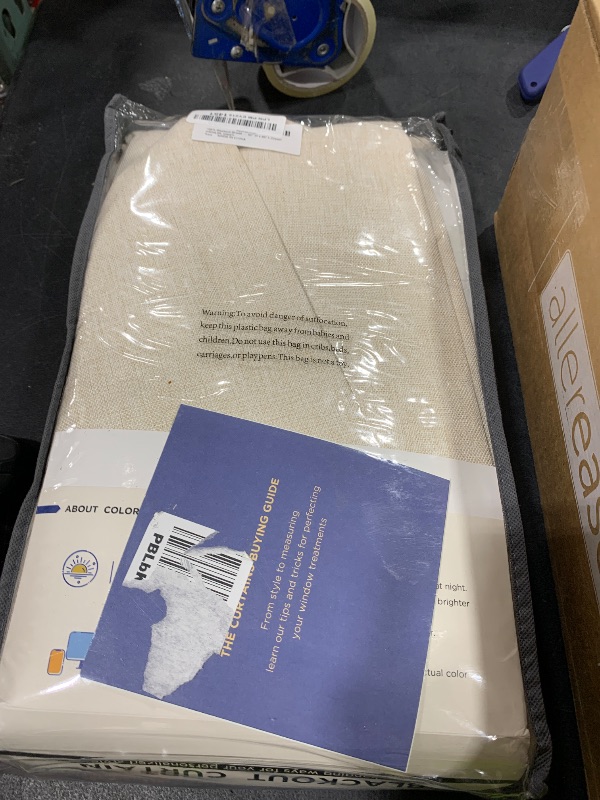 Photo 1 of 100% Blackout Shield Linen Blackout Curtains for Bedroom 96 Inches Long, Back Tab/Rod Pocket Living Room Drapes, Thermal Insulated Blackout Curtains 2 Panels Set, 50" W x 96" L,Cream