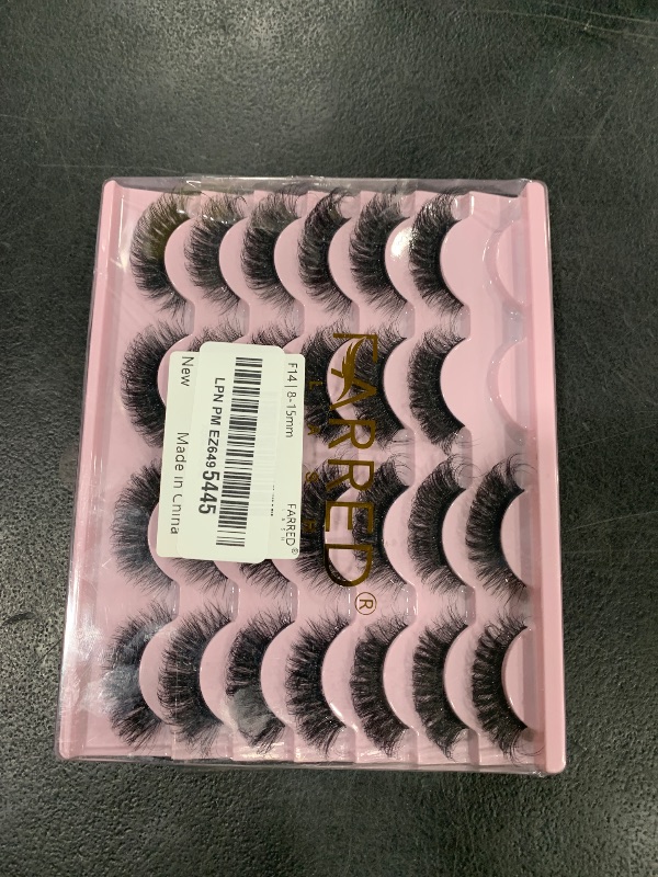 Photo 1 of FARRED Natural Lashes Short Eyelashes Wispy False Mink Lash Pack 14 Pair Fluffy Cat Eye Strip Eyelash that Looks Like Extensions Small Fake Lashes for MUA and Beginners Daily Makeup (F14 | 8-15mm)