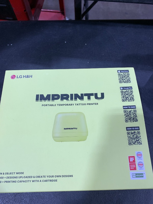 Photo 1 of Imprintu Temporary Tattoo Printer – Full Set with Powder Primer & Balm Fixer, 100% Vegan Cosmetic Ink, Dual Mode for Skin & Objects, Lasts up to 24 Hours, Over 10,000 Custom Designs with iOS/Android