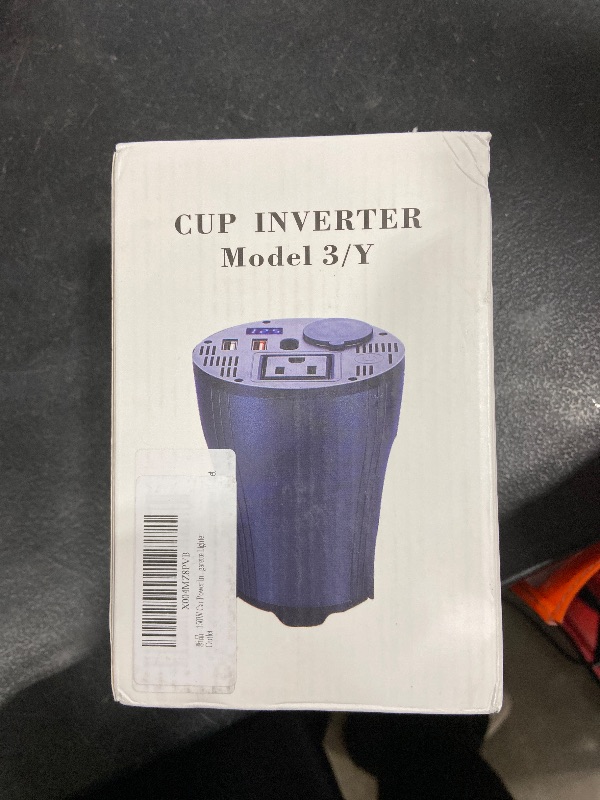 Photo 1 of 150W Car Power Inverter, DC 14V to AC 110V for Tesla & 12V Vehicles, Cup Holder Design Car Charger with Type C Led Display Screen Dual USB Quick Charge 3.0 and AC Outlets Cigarette Lighter Outlet