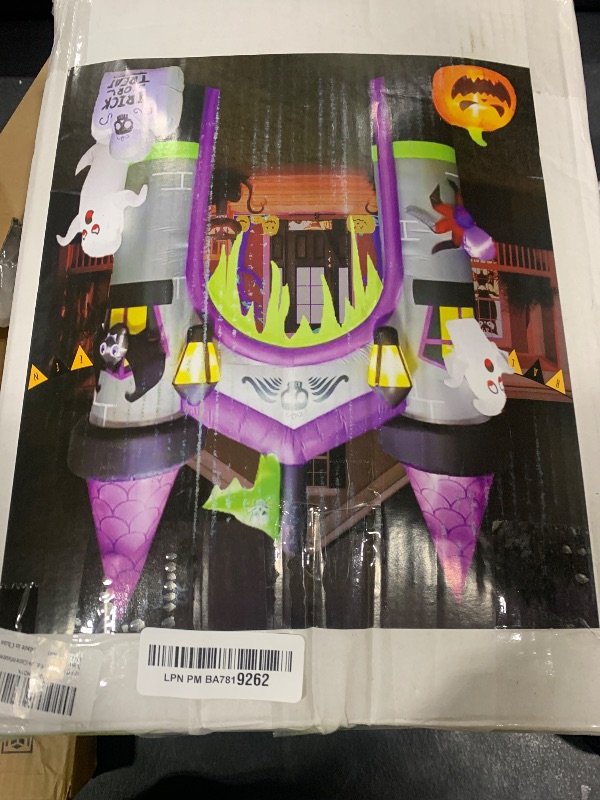 Photo 1 of 12.5 FT Halloween Inflatables Outdoor Yard Decorations, Spooky Light-Up Blow Ups Inflatable Halloween Outside Decor, Ghost, Pumpkin, Witch, Castle, Tree Archway Inflatable (Castle Inflatables)