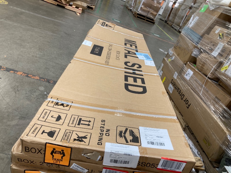 Photo 1 of ********BOX 2 OF 3********PARTIAL SET******** Okak 11 X 9 Ft Metal Outdoor Storage Shed with Lockable Doors Galvanized Metal Garden Shed with Windows Garden Shed Tool Storage Sheds House for Backyard Garden,Patio,Dark Grey