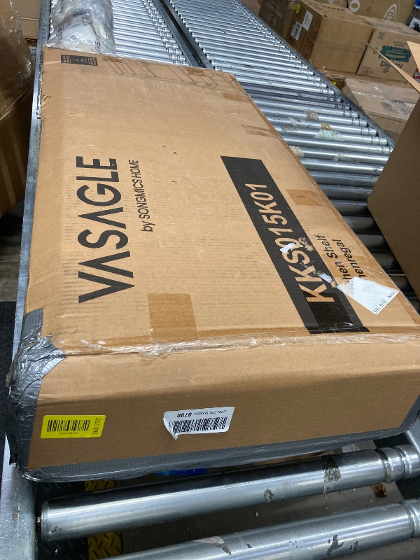 Photo 1 of ***minor damage****VASAGLE Bakers Rack with Charging Station, Coffee Bar with Adjustable Storage Shelves, Fabric Drawer, 12 Hooks, 15.7 x 31.5 x 71 Inches, Kitchen Microwave Stand, Rustic Brown and Ink Black UKKS015K01