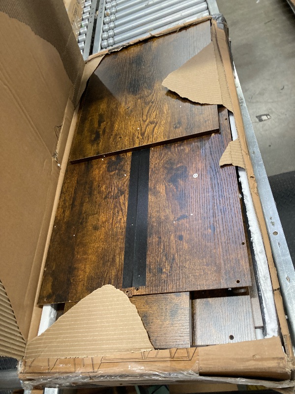 Photo 1 of ***minor damage****VASAGLE Bakers Rack with Charging Station, Coffee Bar with Adjustable Storage Shelves, Fabric Drawer, 12 Hooks, 15.7 x 31.5 x 71 Inches, Kitchen Microwave Stand, Rustic Brown and Ink Black UKKS015K01