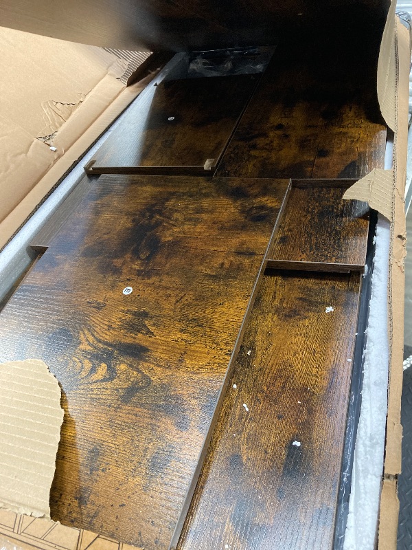 Photo 1 of ***minor damage****VASAGLE Bakers Rack with Charging Station, Coffee Bar with Adjustable Storage Shelves, Fabric Drawer, 12 Hooks, 15.7 x 31.5 x 71 Inches, Kitchen Microwave Stand, Rustic Brown and Ink Black UKKS015K01