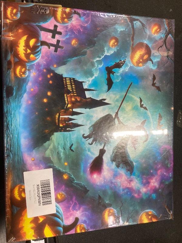 Photo 1 of 1000 Pieces Jigsaw Puzzles for Adults, Halloween Witch Pumpkin 1000 Piece Challenging Educational Halloween Scene Jigsaw Puzzles Gift for Puzzle Lovers, Family, Friend, 28 x 20 Inches