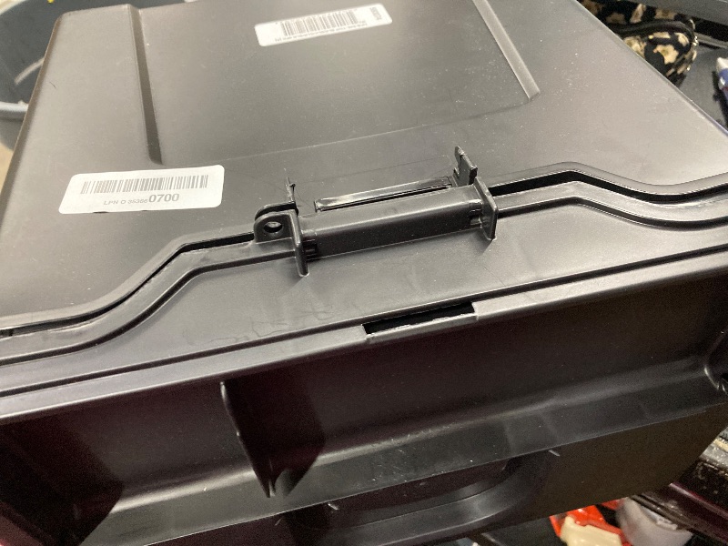 Photo 1 of **MISSING HANDLE**IRIS USA File Box with Lid File Organizer for Letter File w/Organizer-Lid, Plastic Mobile Filing Organizer, Water Resistant Document Box, Portable File Box with Handle, Secure Buckle, Lockable, Black