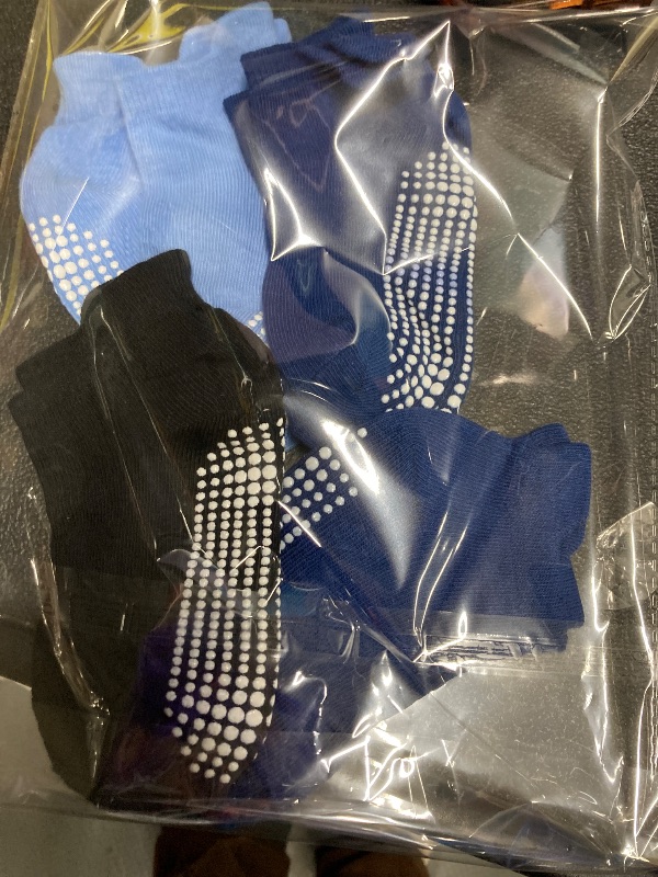 Photo 1 of **INCLUDES 5 PAIRS**HYzgb Toddler Boys Socks 3T-4T-5T with Non Slip Grips 5 Pairs Cotton Ankle Gripper Socks for Toddler Little Kids 3-4-5 Years Old Birthday Gift for Assorted Colors