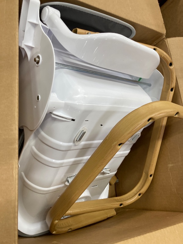 Photo 1 of ***image rfeference****TruBliss Turn-A-Tot High Chair for Babies and Toddlers, 2 in 1 Wooden Portable Baby Feeder or Adjustable Child's Seat with 360 Degree Swivel, Removable Tray, and Pad (Grey Taupe)