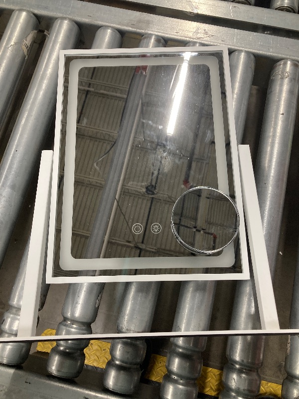 Photo 1 of **MISSING POWER ADAPTER***Lighted Makeup Mirror, Hollywood Vanity Mirror with Lights, Three Color Lighting Modes, and 5X Magnification Mirror, Smart Touch Control, 360°Rotation (14.1in,White