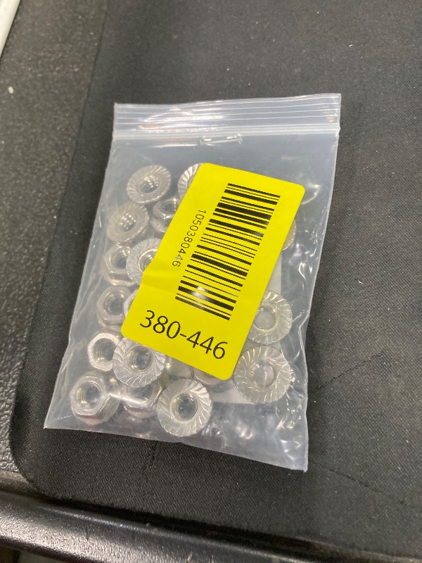 Photo 1 of 1/4-20 Serrated Flange Hex Lock Nuts, Stainless Steel 18-8 (304), Bright Finish,