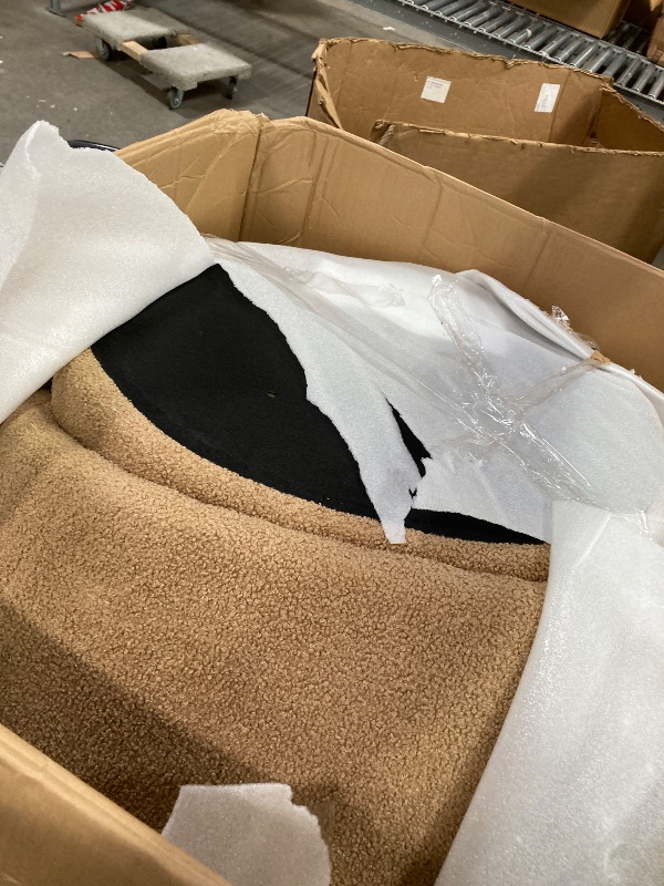 Photo 1 of ** NO PILLOW **
KINWELL 34" Wide Boucle Swivel Barrel Chair, No Assembly Round Upholstered Armchair Accent Chair Single Sofa Chair , Brown