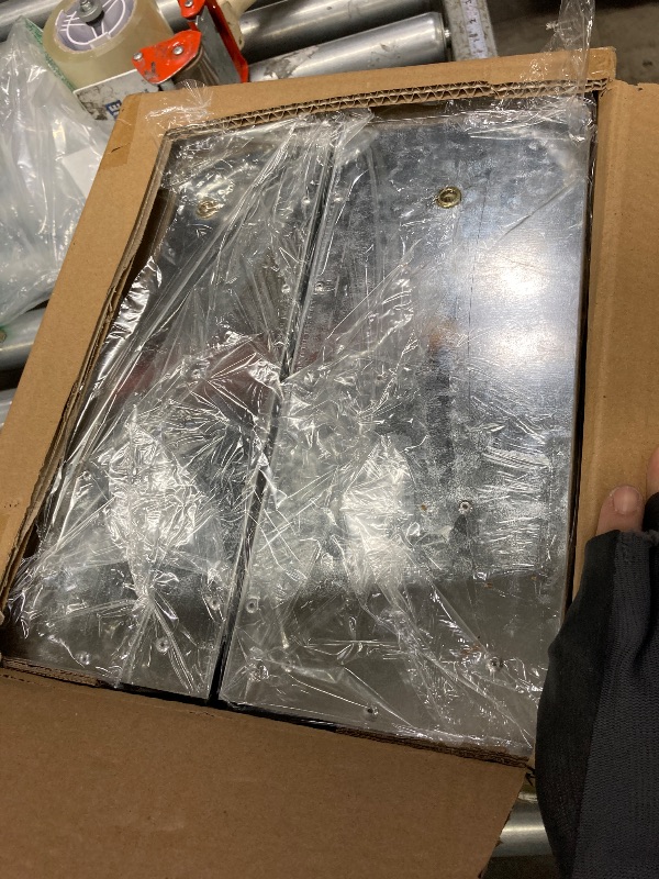 Photo 1 of **It is used, it is missing a part and it is not known if it works 100% because it did not come with the connector***Qinyoung 2 Pcs Cage Rabbit Feeders Automatic Metal Trough Feeder with Lid Galvanized Steel Bunny Food Dispenser for Rabbits Chicken Guinea