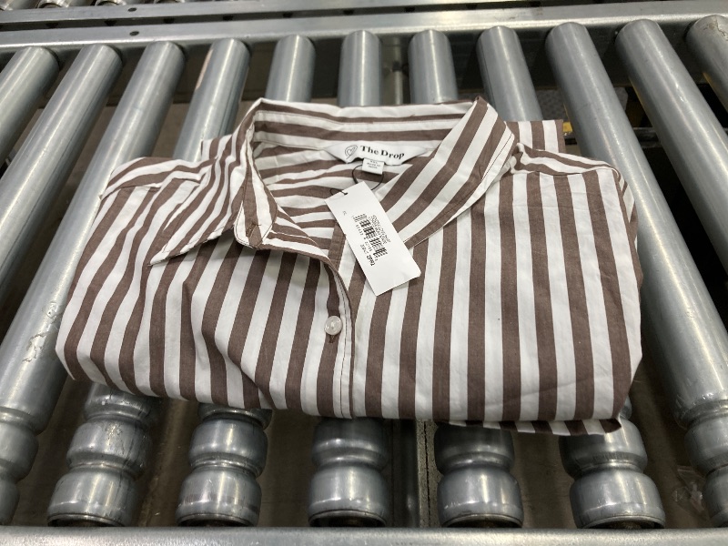 Photo 1 of ** only blouse The Drop Women's Kendra Loose Fit Long Shirt, Coffee Bean Stripe, Plus Size XXL.