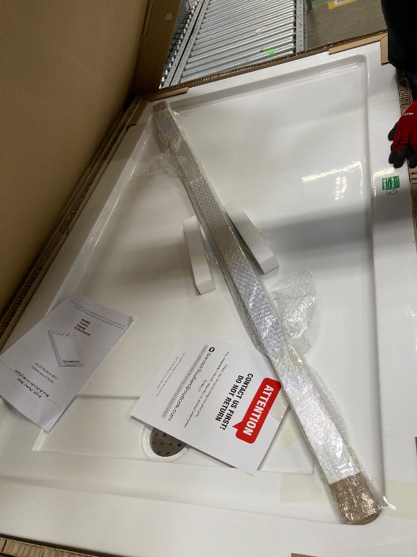 Photo 1 of *HEAVY* CKB 60" x 36" Shower Base, Left or Right Drain, Removable Aluminum Flange (Zero/Single/Dual Threshold), Pre-Sloped Design, Fiberglass Shower Pan, 304 Stainless Steel Grate Drain Cover, White