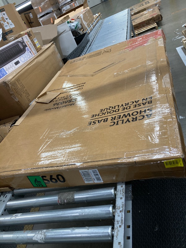 Photo 1 of *HEAVY* CKB 60" x 36" Shower Base, Left or Right Drain, Removable Aluminum Flange (Zero/Single/Dual Threshold), Pre-Sloped Design, Fiberglass Shower Pan, 304 Stainless Steel Grate Drain Cover, White