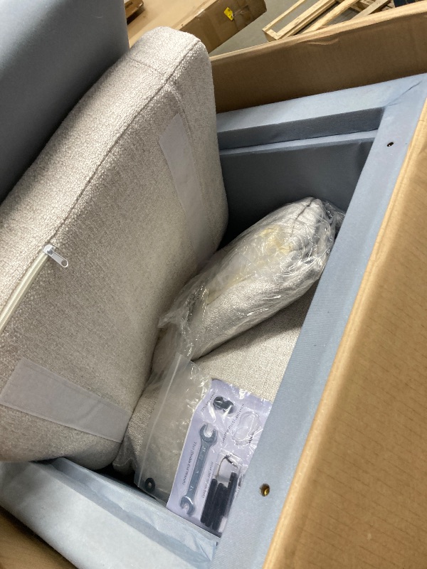 Photo 1 of *Missing other box(s)* KISLOT Upholstered Dining Chairs with Casters Easy Assembly Side Deskchair with Rollers for Diningroom, Living Room, Linen, 1 Box