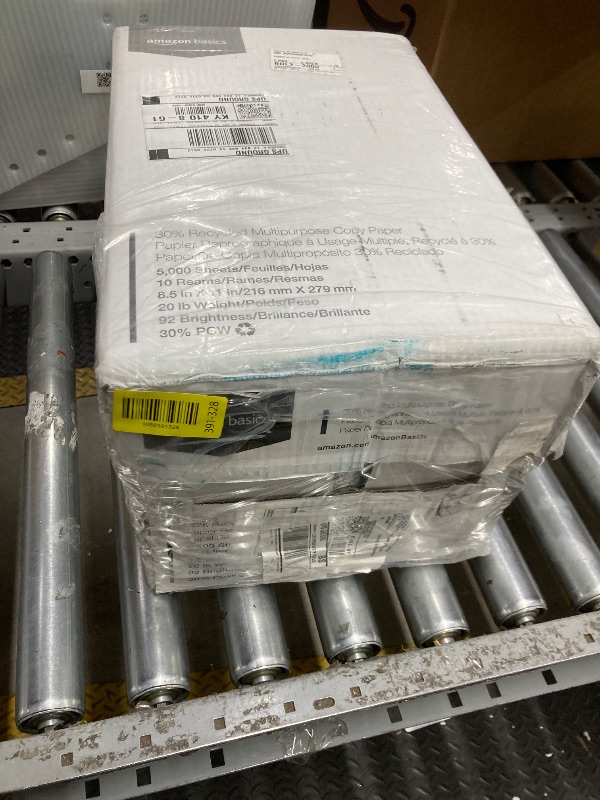 Photo 1 of *Paper cover ripped* Amazon Basics 30% Recycled Multipurpose Copy Printer Paper, 8.5 x 11 Inches, 20 lb, 10 Ream, (5,000 Sheets), 92 Bright, White