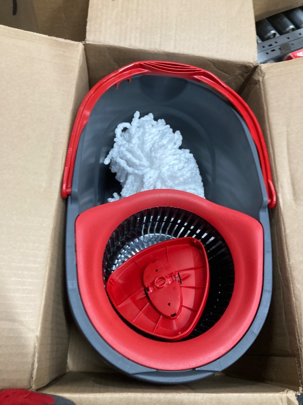Photo 1 of *Missing Handle* O-Cedar Easywring Microfiber Spin Mop & Bucket Floor Cleaning System with 1 Extra Refill,Red / Gray