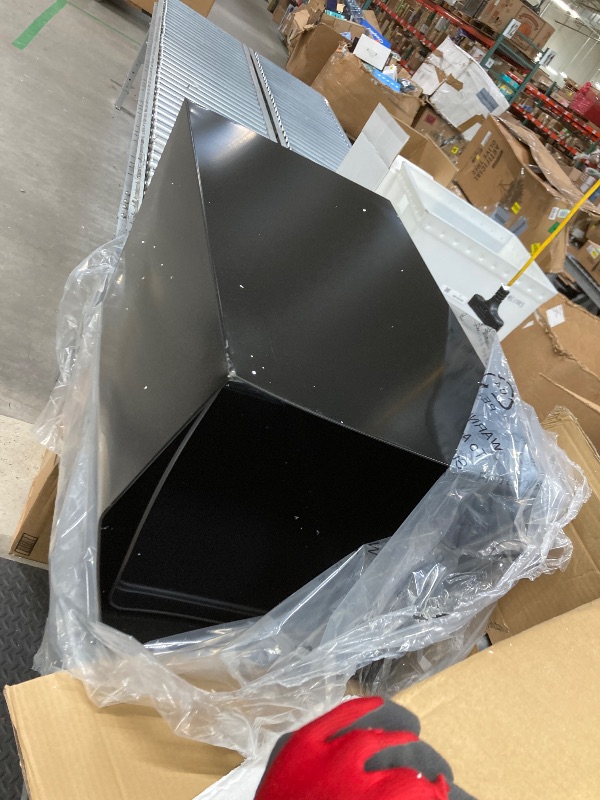 Photo 1 of *Dented* Alpine Commercial Indoor Recycle Bin - 29 Gallon Modern Looking Black Recycle Bin, Office Recycling Bins, Metal Trash and Recycling Container with Stickers & 3 Optional Lids (lid Sold Separately)