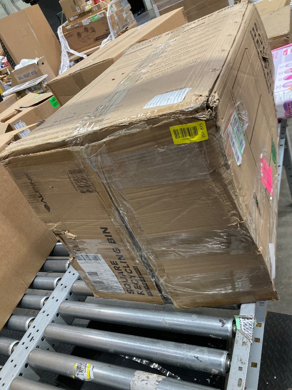 Photo 1 of *Dented* Alpine Commercial Indoor Recycle Bin - 29 Gallon Modern Looking Black Recycle Bin, Office Recycling Bins, Metal Trash and Recycling Container with Stickers & 3 Optional Lids (lid Sold Separately)