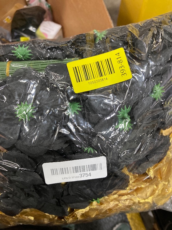 Photo 1 of 108pcs Roses Head Flowers with Stem - Black & Gold Graduation Artificial Flowers Rose Bulk - Silk Rose Fake Flower for Wedding Bouquet Decor DIY Baby Shower Centerpieces Grad Party Tables Decoration