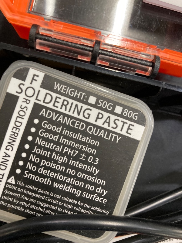 Photo 1 of ***(MISSING PARTS - SELLING AS IS )*** 
Soldering Iron Premium Kit, 60W Soldering Gun with Ceramic Heater, 12-in-1 Soldering Tool, Adjustable Temperature 200 to 450°C, Includes Soldering Iron Tip, Solder Wire, Pump and Paste  ***(SOME SCUFFS/MARKS,)***