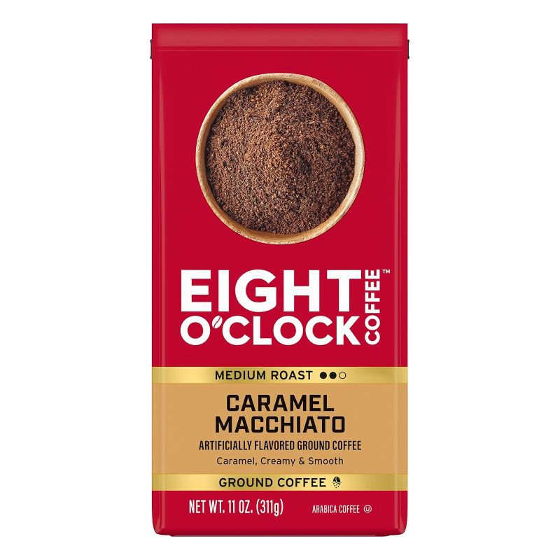 Photo 1 of ***6 PACK/BB 12/06/2025****Eight O'Clock Coffee Caramel Macchiato Ground Coffee, Medium Roast, 11 Ounce (Pack of 6) - Caramel, Creamy, Smooth
