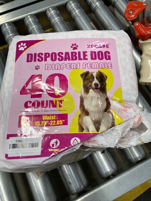 Photo 1 of **PACKAGE WAS OPENED AND A FEW TAKEN OUT**XPCARE 40 Count Disposable Female Dog Diapers, Super Absorbent, Leak Proof, Dog Diapers,Dog Period Diaper Female, for Incontinence, Estrus Female Dogs (Large)
