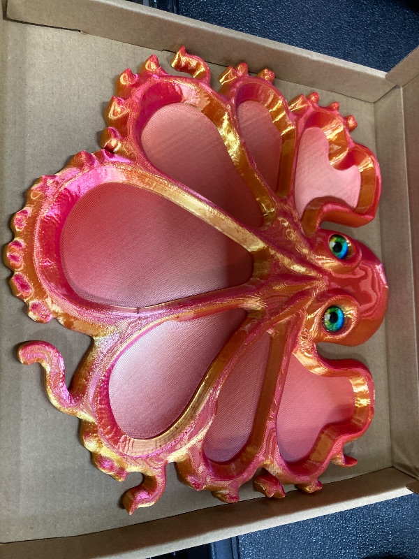 Photo 1 of ***ABOUT 9" LONG***Octopus Platter (Suitable Dried Fruit & Nuts) – Multi-Functional Dispenser for Parties, Portable & Easy-Clean Snack Plate,7 Snackberry Assortment Platter (Golden-Red)***ABOUT 9" LONG***