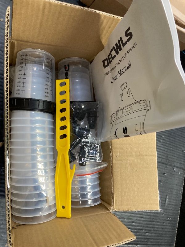 Photo 1 of ***VERY FLEXIBLE PLASTIC***Disposable Paint Cups 6 Ounce(165ml), Mini Paint Mixing Cups with Lid and 30 Pack Paint Cup for Automotive Spray Gun, 125-Micron Filter, 2 Hard Cup with Retainer Ring, 20 Plugs, 1 Stirrer, 1 Seal Tape***VERY FLEXIBLE PLASTIC***