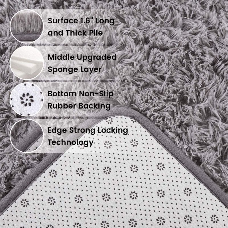 Photo 1 of ***LIGHT STAINS ON BACK ONLY OF CARPET***SHAGGY Area Rug, 5' x 8'***LIGHT STAINS ON BACK ONLY OF CARPET***