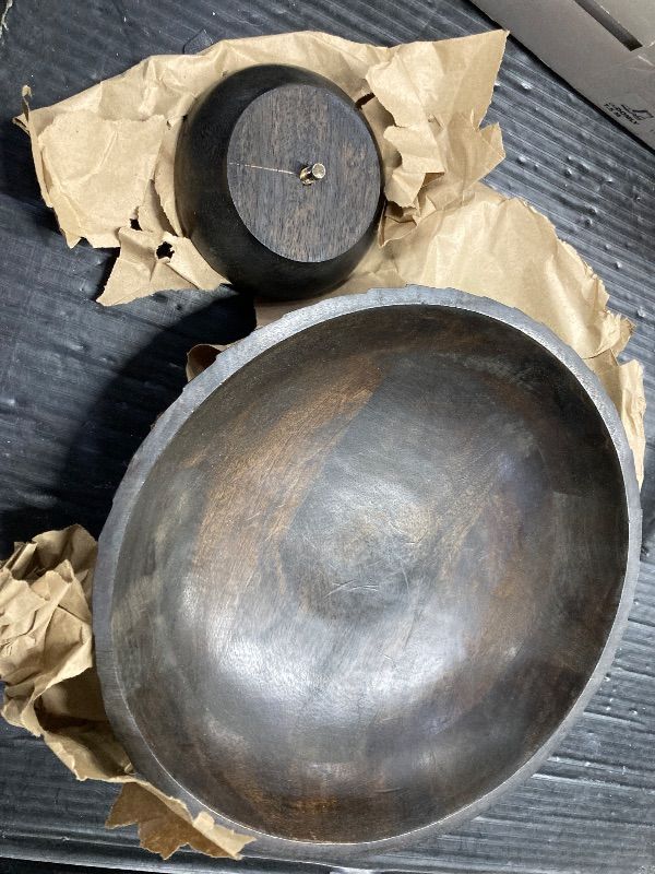 Photo 1 of ***MINOR SCRATCHES***EDHAS Mango Wood Decorative Wooden Bowl Hand Carved Home Decor for Dining Table Center, Living Room, Kitchen Décor (12" x 12' x 4.75")***MINOR SCRATCHES***