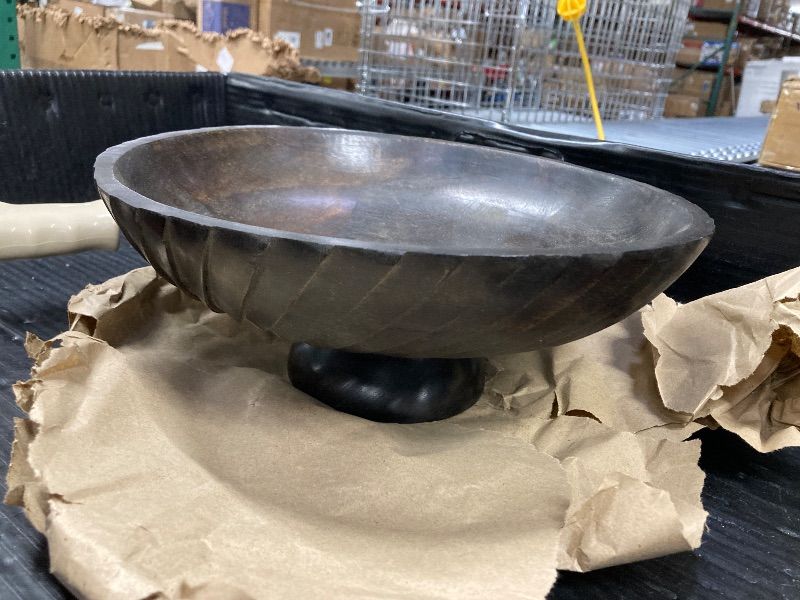 Photo 1 of ***MINOR SCRATCHES***EDHAS Mango Wood Decorative Wooden Bowl Hand Carved Home Decor for Dining Table Center, Living Room, Kitchen Décor (12" x 12' x 4.75")***MINOR SCRATCHES***