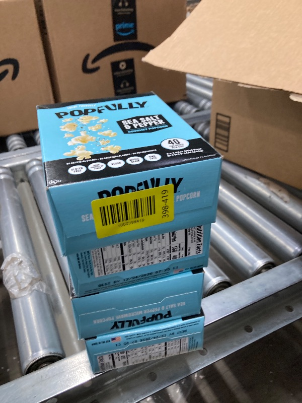 Photo 1 of **4 PACK***POPFULLY Sea Salt & Pepper Popcorn, Sharing Bags, Savory Flavor, Big Pop, Micro Popcorn Bags - 3-Pack