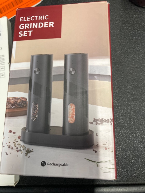 Photo 1 of ***MISSING CHARGER***CIRCLE JOY Electric Rechargeable Salt and Pepper Grinder Set Top-Refill Automatic Pepper Mill Grinder with Charging Base, Adjustable Coarseness, Easy Filling Larger Capacity with Led for Home Kitchen**MISSING CHARGER***