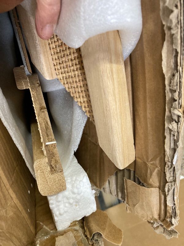 Photo 1 of **BROKEN CORNER**FUWU HOME Rattan Wall Mirror with Wooden Framed 28 X 40 inch Farmhouse Rectangle Wood Mirror for Modern Decorative Bathroom, Living Room, Entryway, Bedroom