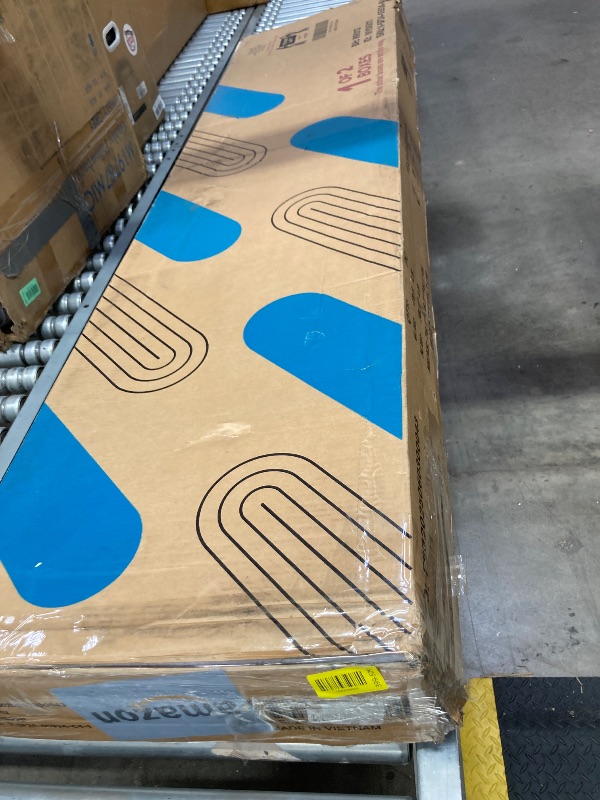 View 3 of **missing parts****HOME DESIGN Osceola Twin Size Upholstered Bed Frame, Corduroy Fabric, Panel Headboard with Channel Tufting, Platform Design, Box Spring Required, Gray