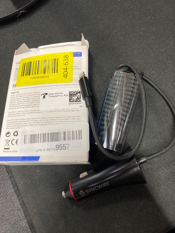 Photo 1 of [Apple MFi Certified] Syncwire iPhone Car Charger 32W Super Fast Car Phone Charger Cigarette Lighter USB Car Adapter with Build-in 5FT Coiled Lightning Cable for Apple iPhone 14/13/12/11/XR/Max, iPad