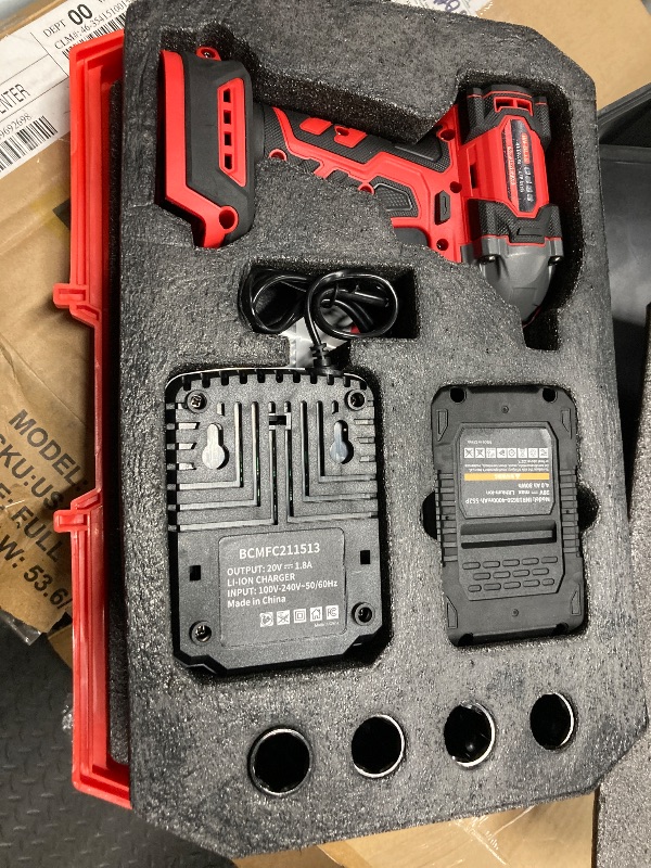 Photo 1 of
SEYVUM Cordless Impact Wrench, 20V Compact Brushless 1/2 Inch Impact Driver with 4.0Ah Lithium-Ion Battery and Fast Charger, 350 Ft-lbs(475 N.m) with 4 Pcs Sockets, Electric Impact Wrench for Car Hom