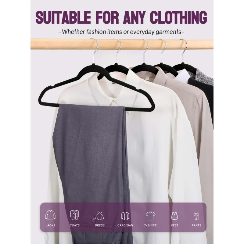 Photo 1 of Metronic Black Velvet Hangers 60 Pack, Premium Clothes Hangers Non-Slip Felt Hangers, Sturdy Black Hangers Heavy Duty Coat Hangers, Durable Suit Hangers for Space Saving,