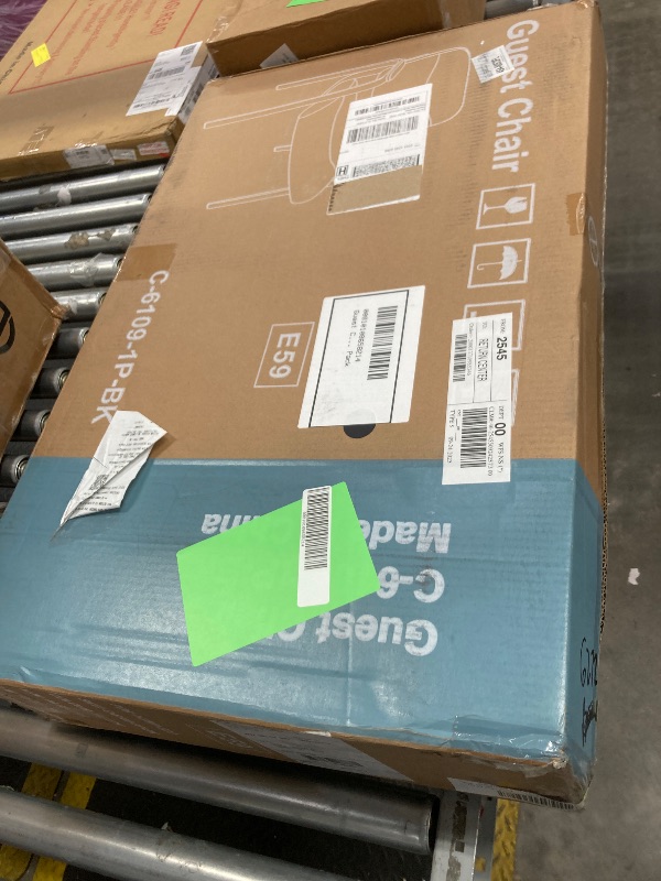 Photo 1 of **NEEDS HARDWARE**Guest Chair, Reception Chair with Fixed PU Leather Padded Armrests for Office Waiting Room, Black, 1 Pack