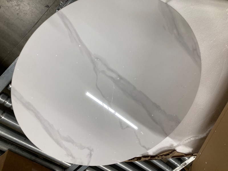 Photo 1 of **TOP ONLY/NO BASE/HAS CHIP ON BOTTOM**Manhattan Comfort Glenn Round Coffee Table with Sleek Sintered Stone Top and Stainless Steel Base, Elegant Design for Modern Living Room, Centerpiece, GolD