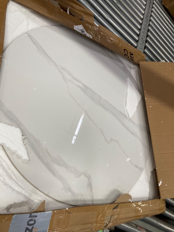 Photo 1 of **TOP ONLY/NO BASE/HAS CHIP ON BOTTOM**Manhattan Comfort Glenn Round Coffee Table with Sleek Sintered Stone Top and Stainless Steel Base, Elegant Design for Modern Living Room, Centerpiece, GolD