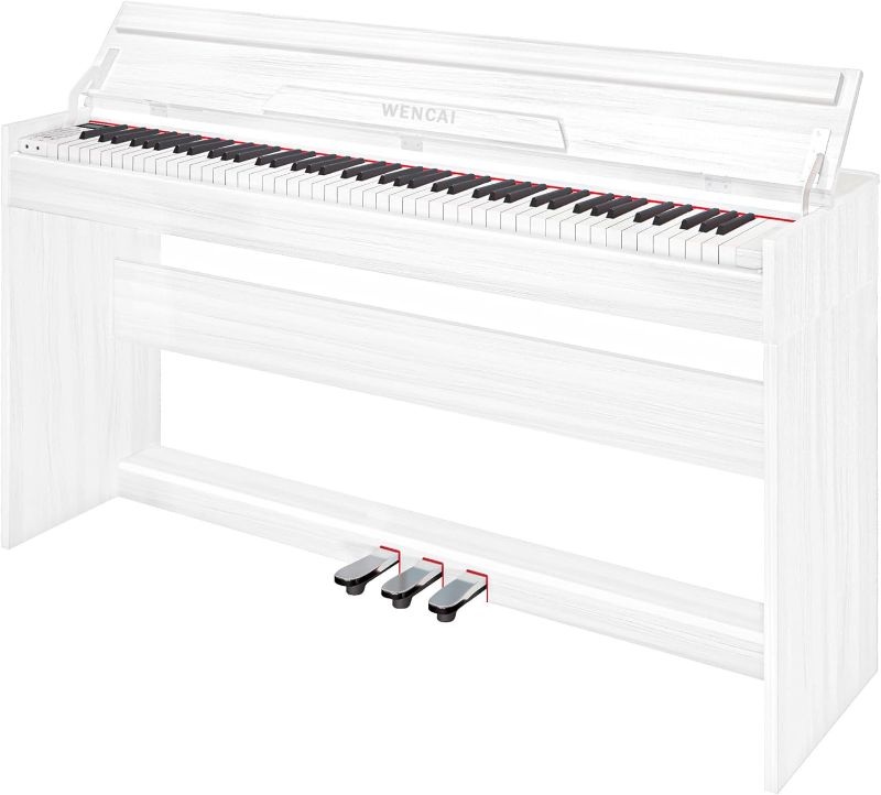 Photo 1 of **MISSING POWER SUPPLY**WENCAI 88 Key Electric Piano Velocity-Sensitive Keyboard, 88 Keys Home Upright Digital Pianos, Wooden Electronic Piano for Beginner Adult with 3 Pedals, Supports USB-MIDI/Wireless Connect, White